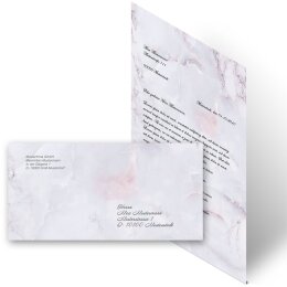 Briefpapier Set MARMOR FLIEDER - 20-tlg. DL (ohne Fenster)