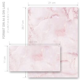 Briefpapier Set MARMOR MAGENTA - 20-tlg. DL (ohne Fenster)