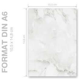 MARMOR HELLGRAU Briefpapier Marmorpapier ELEGANT 100 Blatt Briefpapier, DIN A6 (105x148 mm) Hoch, A6E-685-100