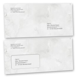 Motiv-Briefumschläge Marmor & Struktur, MARMOR HELLGRAU 10 Briefumschläge (ohne Fenster) - DIN LANG (220x110 mm) | selbstklebend | Online bestellen! | Paper-Media