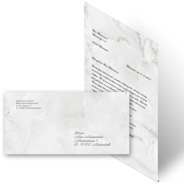 Briefpapier Set MARMOR HELLGRAU - 20-tlg. DL (ohne Fenster)