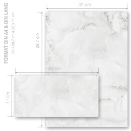 Briefpapier Set MARMOR HELLGRAU - 20-tlg. DL (ohne Fenster)