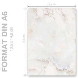 MARMOR NATUR Briefpapier Marmorpapier ELEGANT 100 Blatt Briefpapier, DIN A6 (105x148 mm) Hoch, A6E-686-100