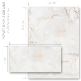 Briefpapier Set MARMOR NATUR - 20-tlg. DL (ohne Fenster)