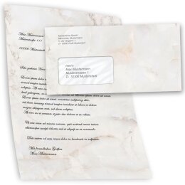 Briefpapier Set MARMOR NATUR - 100-tlg. DL (mit Fenster)