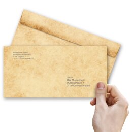 HISTORY Briefumschläge Altes Papier Vintage CLASSIC 50 Briefumschläge (ohne Fenster), DIN LANG (220x110 mm), DLOF-4043-50