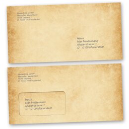 Briefumschläge Antik & History, RUSTIKAL 10 Briefumschläge (ohne Fenster) - DIN LANG (220x110 mm) | selbstklebend | Online bestellen! | Paper-Media