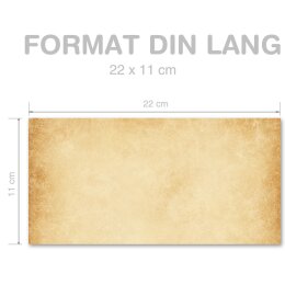 RUSTIKAL Briefumschläge Altes Papier Vintage CLASSIC 50 Briefumschläge (ohne Fenster), DIN LANG (220x110 mm), DLOF-4044-50