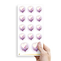HERZ MIT LILA ORCHIDEEN Stickerbögen Dekoration SIMPLE 10 Bögen mit 140 Sticker, DIN LANG (105x210 mm) Hoch, SBDL-201-10