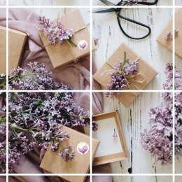 Stickerbögen HERZ MIT LILA ORCHIDEEN - 10 Bögen mit 140 Sticker