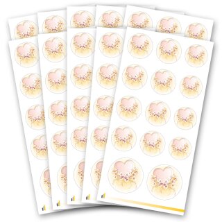 Stickerbögen HERZ MIT ROSA BLÜTEN - 10 Bögen mit 140 Sticker Aufkleber & Sticker, Dekoration, Paper-Media