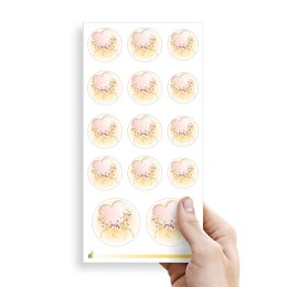 HERZ MIT ROSA BLÜTEN Stickerbögen Dekoration SIMPLE 10 Bögen mit 140 Sticker, DIN LANG (105x210 mm) Hoch, SBDL-202-10