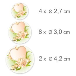 2 Stickerbögen mit 28 Sticker HERZ MIT SEEROSEN | Besondere Anlässe | Bunte Sticker-Bögen! Ideal zum Bekleben von Briefumschlägen, Terminplanern, Geschenken, Blumensträußen und Glas! | Paper-Media