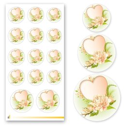 Stickerbögen HERZ MIT SEEROSEN - 2 Bögen mit 28 Sticker