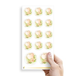 HERZ MIT SEEROSEN Stickerbögen Blumenmotiv SIMPLE 10 Bögen mit 140 Sticker, DIN LANG (105x210 mm) Hoch, SBDL-204-10