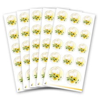 Stickerbögen HERZ MIT SONNENBLUMEN - 5 Bögen mit 70 Sticker Aufkleber & Sticker, Blumenmotiv, Paper-Media