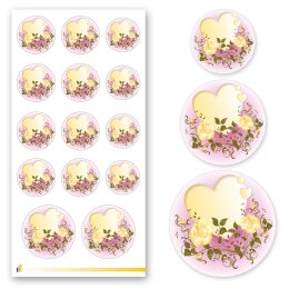 Stickerbögen HERZ MIT GELBEN ROSEN Blumenmotiv...