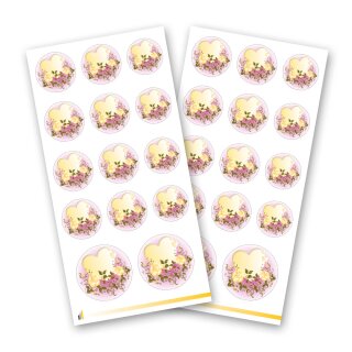 Stickerbögen HERZ MIT GELBEN ROSEN - 2 Bögen mit 28 Sticker Aufkleber & Sticker, Blumenmotiv, Paper-Media