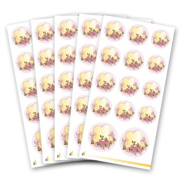 Stickerbögen HERZ MIT GELBEN ROSEN - 5 Bögen mit 70 Sticker Aufkleber & Sticker, Blumenmotiv, Paper-Media