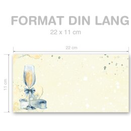 Briefumschläge SEKTEMPFANG - 10 Stück DIN LANG (ohne Fenster)