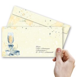 SEKTEMPFANG Briefumschläge Einladung CLASSIC 50 Briefumschläge (ohne Fenster), DIN LANG (220x110 mm), DLOF-4045-50