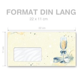 Briefumschläge SEKTEMPFANG - 250 Stück DIN LANG (mit Fenster)