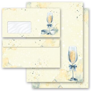 Motiv-Briefpapier Set SEKTEMPFANG - 40-tlg. DL (mit Fenster) Besondere Anlässe, Einladung, Paper-Media