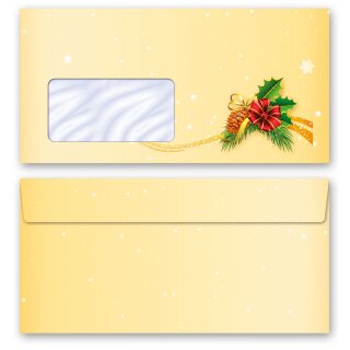 Motiv-Briefumschläge Weihnachten, SANTA CLAUS 25 Briefumschläge (mit Fenster) - DIN LANG (220x110 mm) | selbstklebend | Online bestellen! | Paper-Media