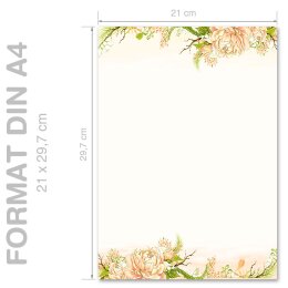 PFINGSTROSEN Briefpapier Rosenmotiv CLASSIC 50 Blatt Briefpapier, DIN A4 (210x297 mm), A4C-8361-50