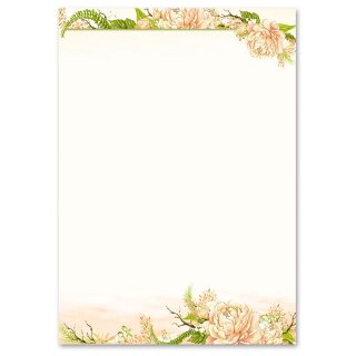 Briefpapier PFINGSTROSEN - DIN A5 Format 50 Blatt Blumen & Blüten, Rosenmotiv, Paper-Media