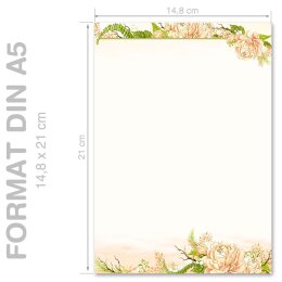 PFINGSTROSEN Briefpapier Rosenmotiv CLASSIC 100 Blatt Briefpapier, DIN A5 (148x210 mm), A5C-158-100