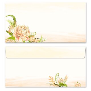 Briefumschläge PFINGSTROSEN - 10 Stück DIN LANG (ohne Fenster) Blumen & Blüten, Rosenmotiv, Paper-Media