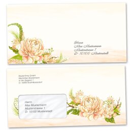 Motiv-Briefumschläge Blumen & Blüten, PFINGSTROSEN 10 Briefumschläge (ohne Fenster) - DIN LANG (220x110 mm) | selbstklebend | Online bestellen! | Paper-Media