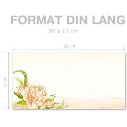 PFINGSTROSEN Briefumschläge Rosenmotiv CLASSIC 25 Briefumschläge (ohne Fenster), DIN LANG (220x110 mm), DLOF-8361-25