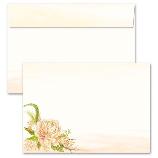 Briefumschläge PFINGSTROSEN - 10 Stück C6 (ohne Fenster) Blumen & Blüten, Rosenmotiv, Paper-Media
