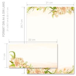 Briefpapier Set PFINGSTROSEN - 20-tlg. DL (ohne Fenster)