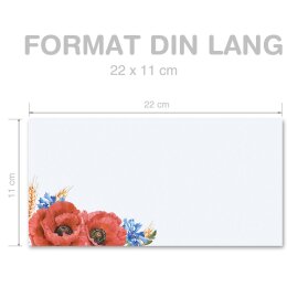Briefumschläge FELDBLUMEN - 10 Stück DIN LANG (ohne Fenster)