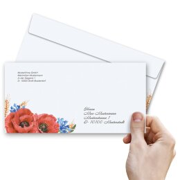 Briefumschläge FELDBLUMEN - 25 Stück DIN LANG (ohne Fenster)