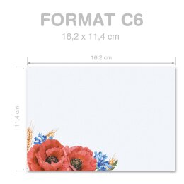 Briefumschläge FELDBLUMEN - 50 Stück C6 (ohne Fenster)