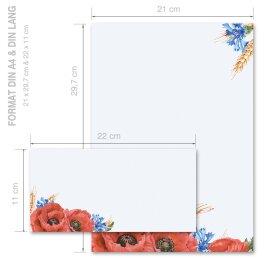 Briefpapier Set FELDBLUMEN - 40-tlg. DL (ohne Fenster)