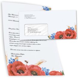 Briefpapier Set FELDBLUMEN - 100-tlg. DL (mit Fenster)
