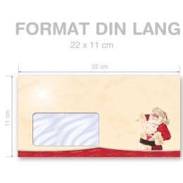 WEIHNACHTSMANN Briefumschläge Wintermotiv CLASSIC 25 Briefumschläge (mit Fenster), DIN LANG (220x110 mm), DLMF-8139-25