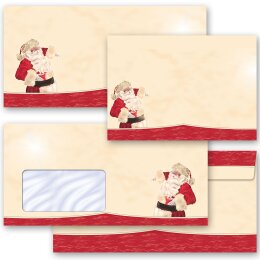 Briefumschläge WEIHNACHTSMANN - 25 Stück DIN LANG (mit Fenster)
