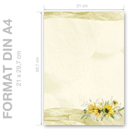 GELBE SONNENBLUMEN Briefpapier Natur CLASSIC 20 Blatt Briefpapier, DIN A4 (210x297 mm), A4C-8363-20