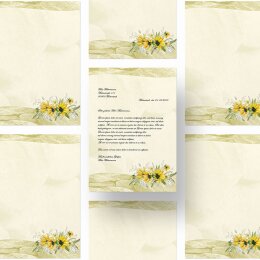 Briefpapier GELBE SONNENBLUMEN - DIN A4 Format 20 Blatt