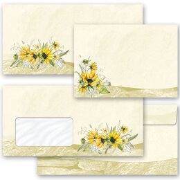 Briefumschläge GELBE SONNENBLUMEN - 250 Stück DIN LANG (ohne Fenster)