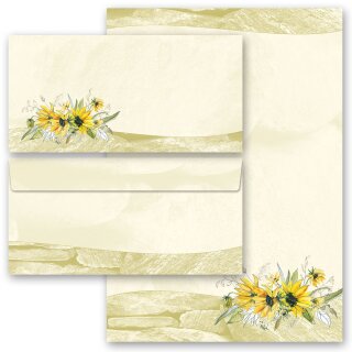 Briefpapier Set GELBE SONNENBLUMEN - 20-tlg. DL (ohne Fenster) Blumen & Blüten, Natur, Paper-Media