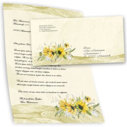 Briefpapier Set GELBE SONNENBLUMEN - 40-tlg. DL (ohne Fenster)