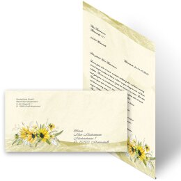 Briefpapier Set GELBE SONNENBLUMEN - 100-tlg. DL (ohne Fenster)