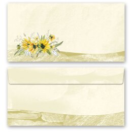 GELBE SONNENBLUMEN Briefpapier Sets Natur CLASSIC Briefpapier Set, 200 tlg., DIN A4 & DIN LANG im Set., SOC-8363-200